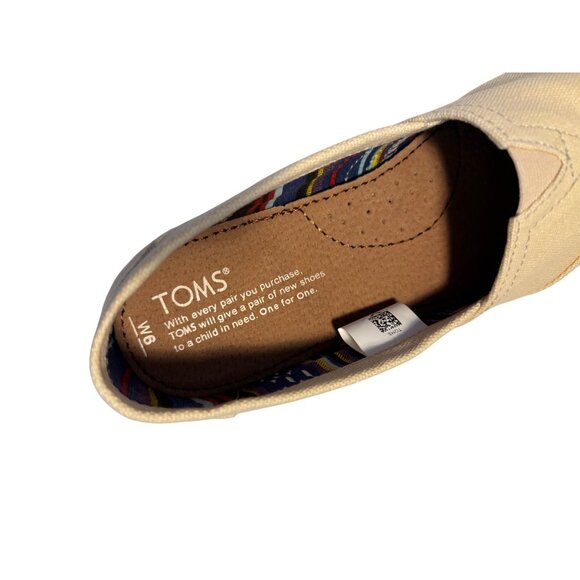 Toms Women's 6 Classic Alpargata Slip-On Shoes Cream Canvas Comfortable Casual - Picture 4 of 9